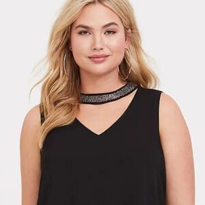 Torrid Black Georgette Embellished Choker Tank Top Women's Plus Size 5X